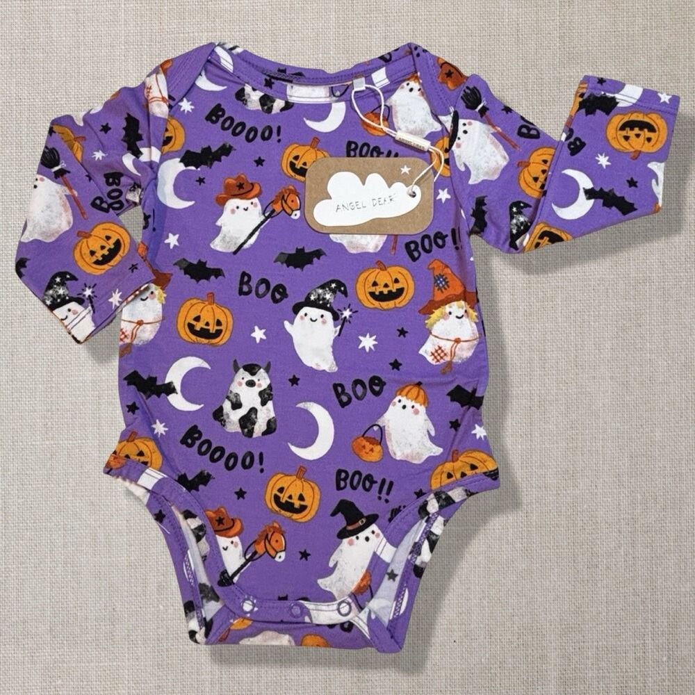 Angel Dear Glow In The Dark Costumed Ghosts Bamboo Bodysuit 3-6M NWT